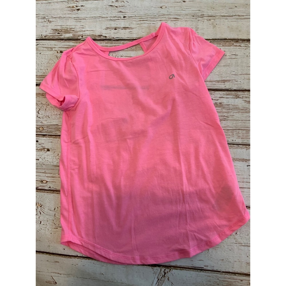 GapFit Girls Neon Pink G-Dry Athletic T-Shirt Strappy Back Size M 8 Active Top